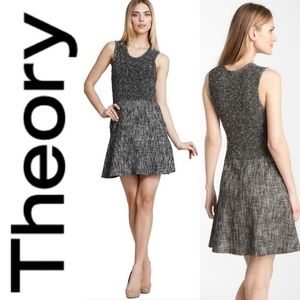 THEORY Cozma Aglow tweed boucle lined dress jumper black white 2